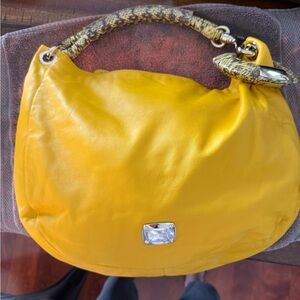 Jimmy Choo hobo Leather Handbag with Snake Print Handle. New. Never used
